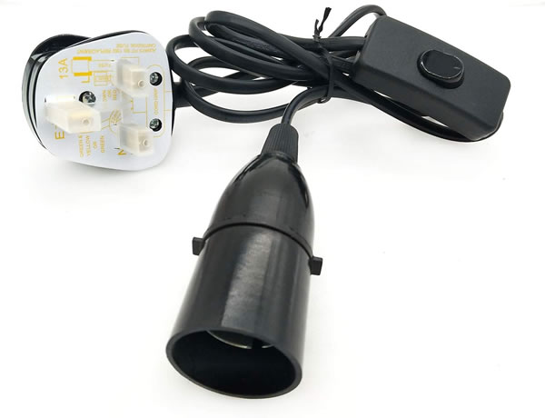 UK Salt Lamp Cords With 303 Switch and B22 Bayonet LampHolder Socket