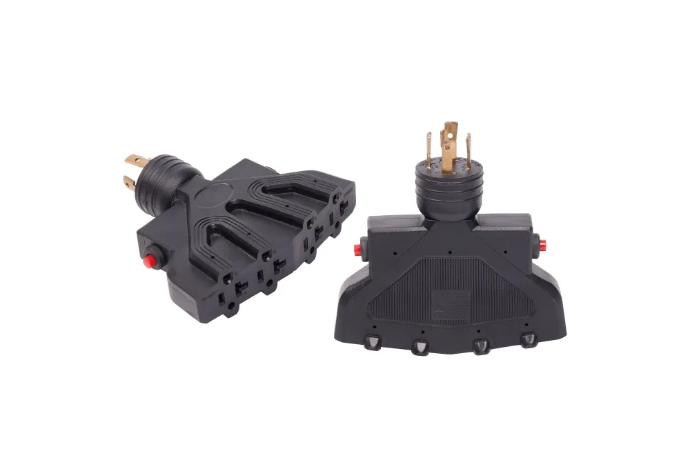 Usa Generator Rv Power Splitter Adapter Plug Multi Breaker NEMA L14-30P To NEMA 5-20R