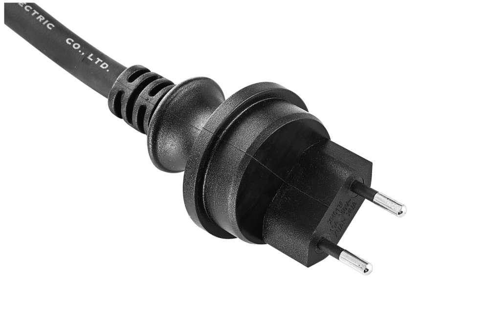 Swiss IP55 waterproof two-pin plug, SN 441011 Type 11, 10A 250V, molded power cord