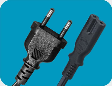 Thailand Power Cords, TIS 166-2549 Plug to IEC 60320 C7 Connector, Type C, 2 poles Plug, TISI Certified