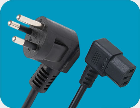 Thailand Power Cords, TIS 166-2549 Plug to IEC 60320 C13 Right Angle Connector, Type O, 3 poles Plug, TISI Certified