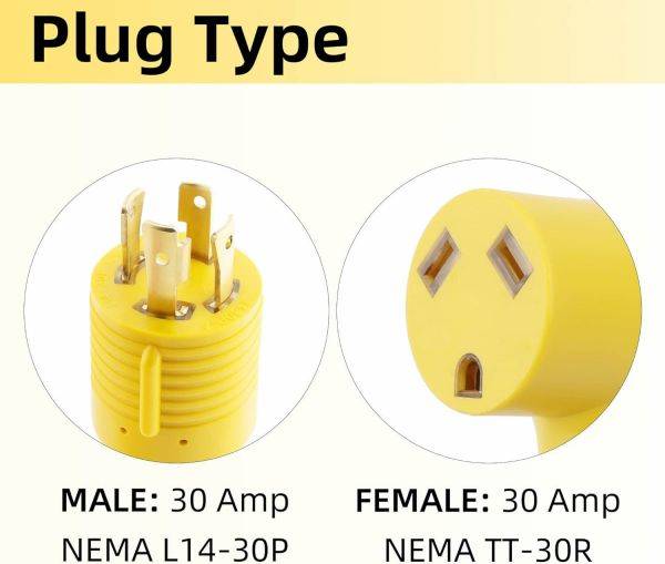 NEMA L14-30P to NEMA TT-30R