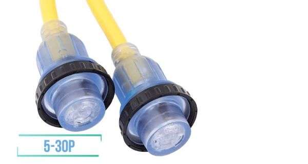 NEMA L5-30P to NEMA L5-30R X2